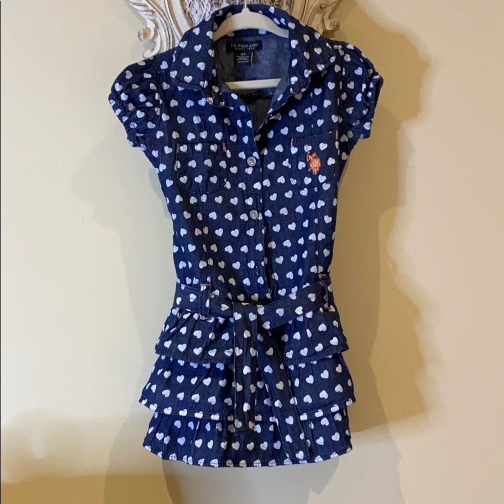 Us polo assn little dress long waisted w ruffles. C-4